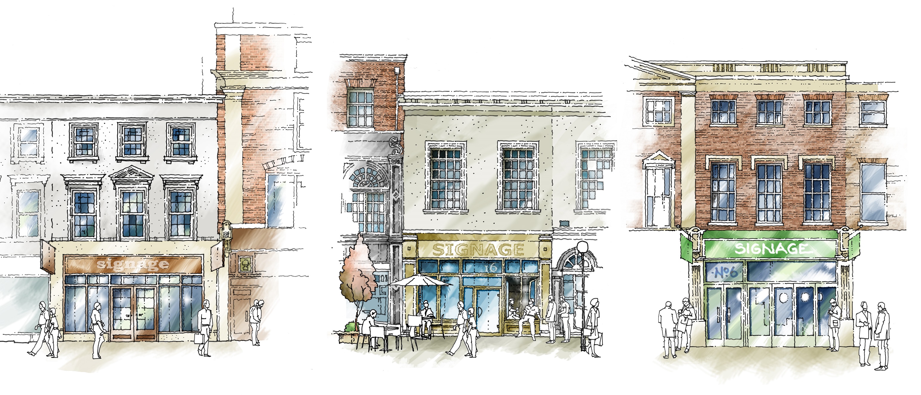 Concept sketches have been commissioned to show how the restoration of frontages to properties on Whitefriargate could be delivered that would reflect some of the original design features.