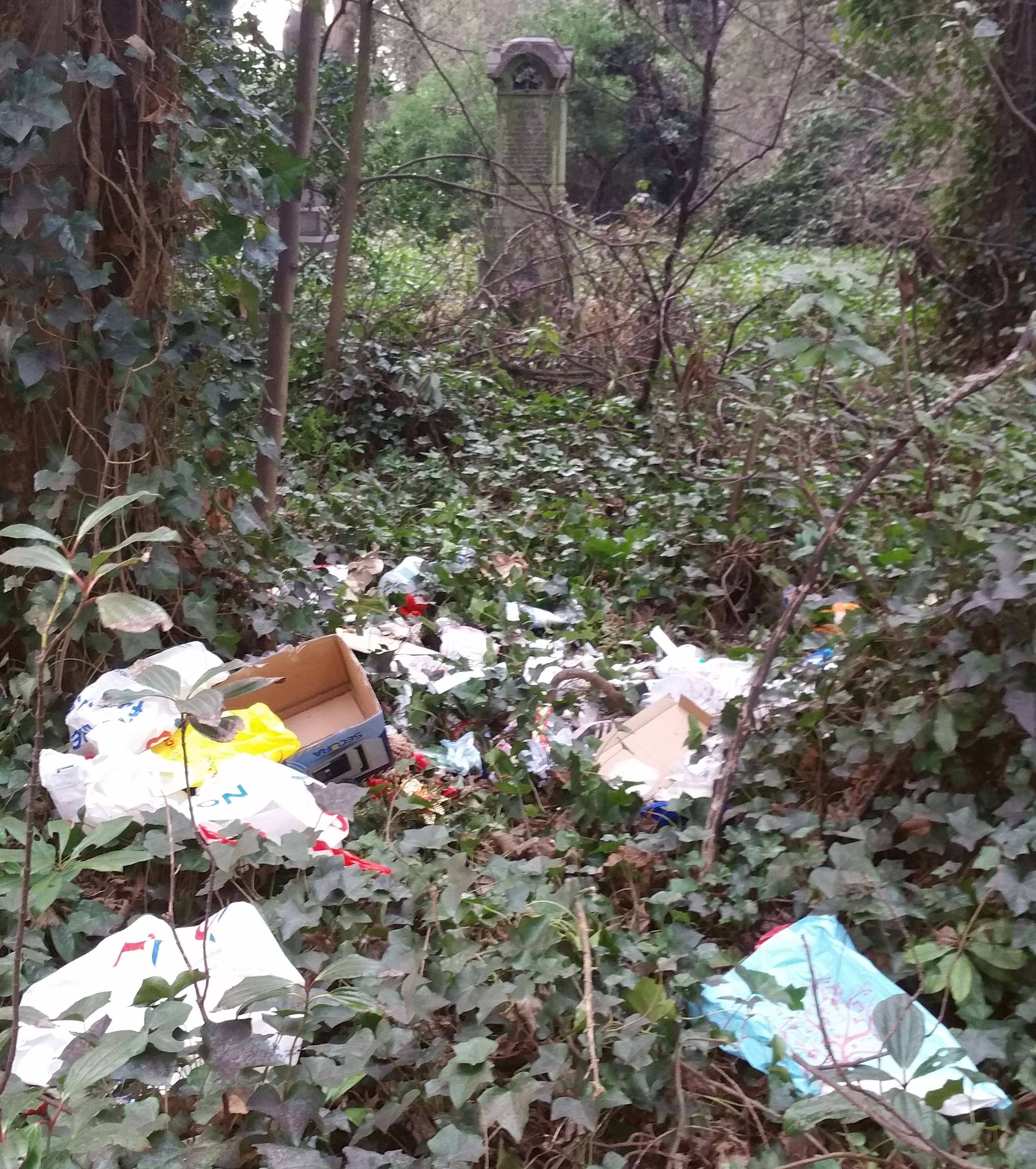 Waste dumped by Benjamin Puckering in a cemetery.