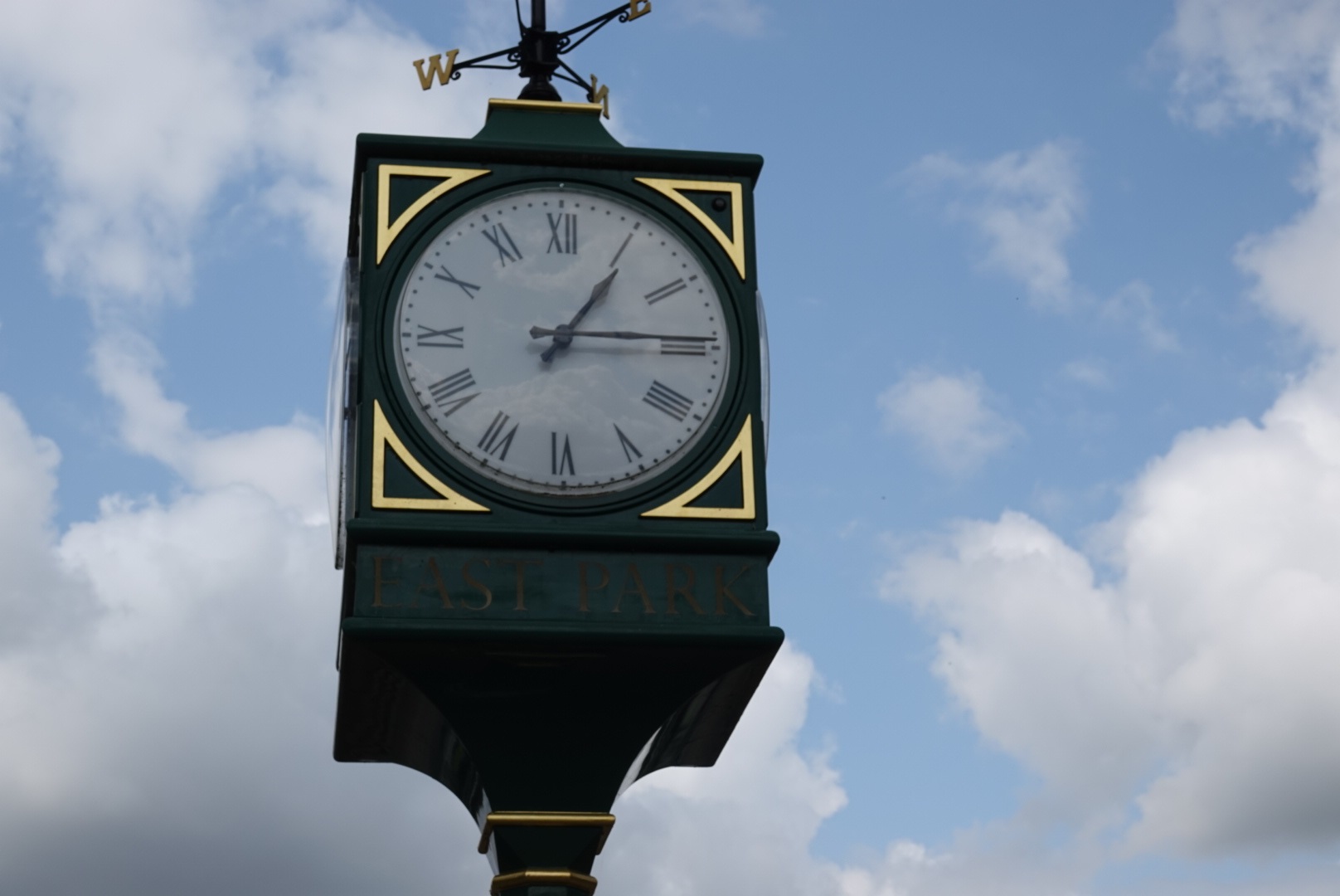 The clock at East Park.