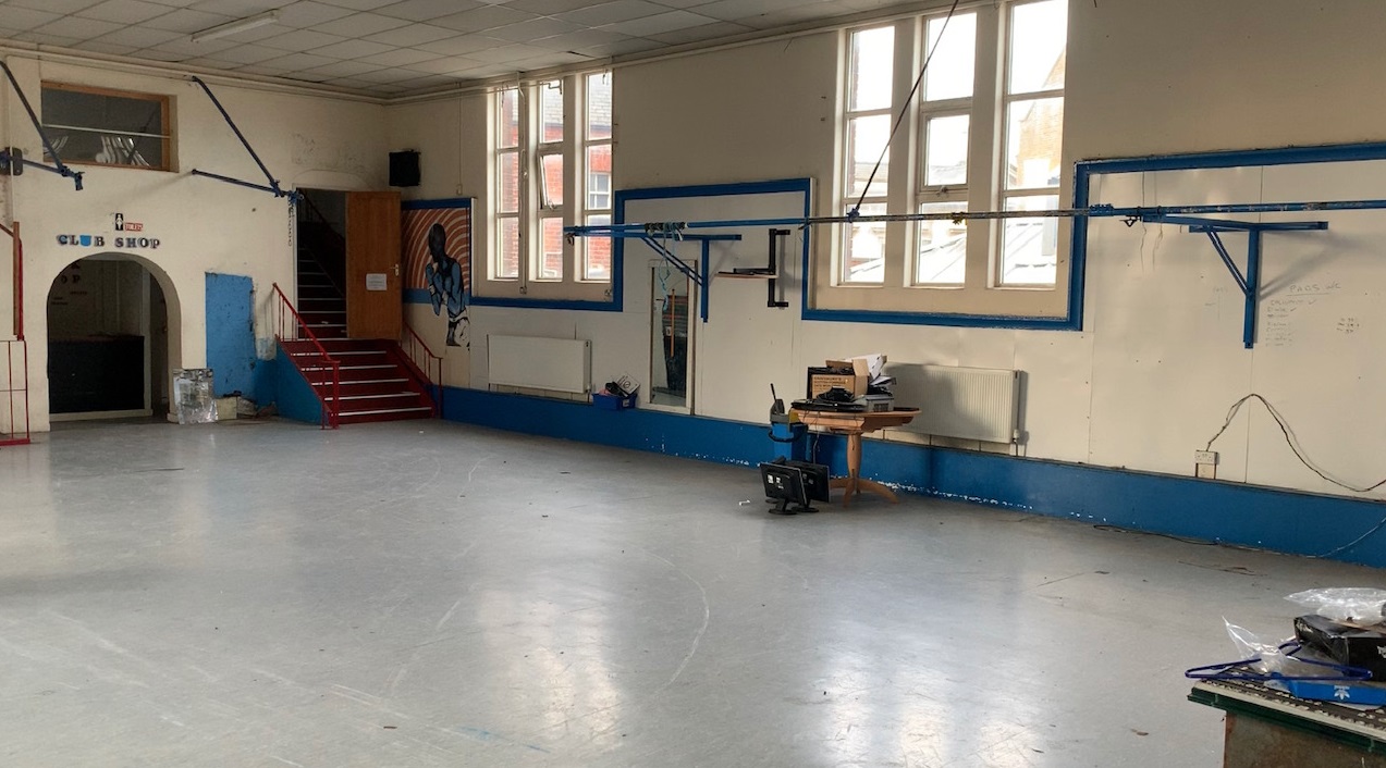 The gym inside St Paul's Boxing Academy before a major refit.