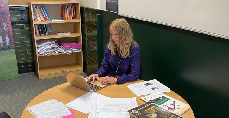 Pamela Talbet, assistant head at Malet Lambert, provides online lessons via Google Classroom.